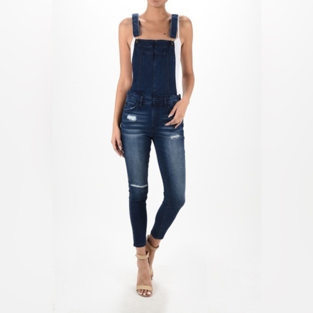 KanCan Angelica Ultra High Rise Overall Skinny Jeans jd